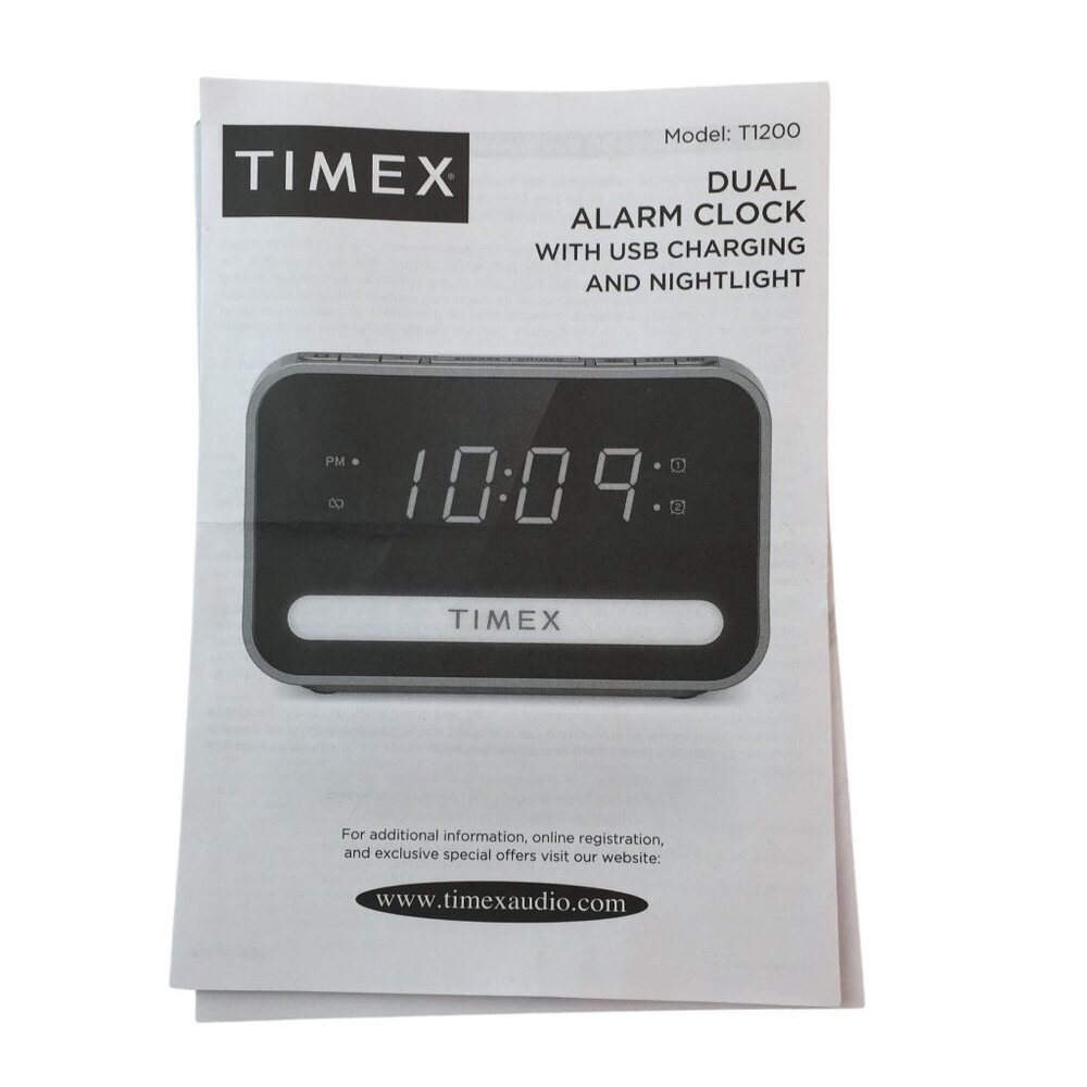Timex T1200 Dual Alarm Clock w/USB Charging Nightlight Backup Battery Tested - Picture 8 of 8